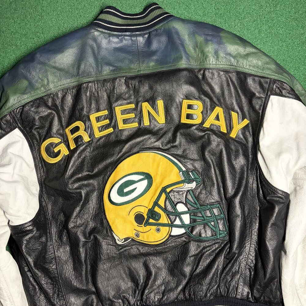 Vintage 90s G-III Carl Banks Green Bay Packers Leather Jacket Large NFL - Picture 8 of 8